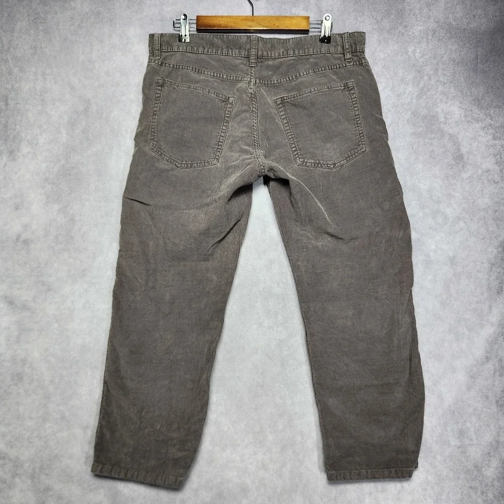 St Johns Bay Mens Gray Brown‎ Corduroy Pants 34x25 Hemmed Straight Leg Cotton